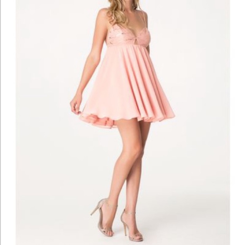 BEBE ROSE-GOLD BABBY DOLL DRESS BRAND NEW. - Picture 2 of 11
